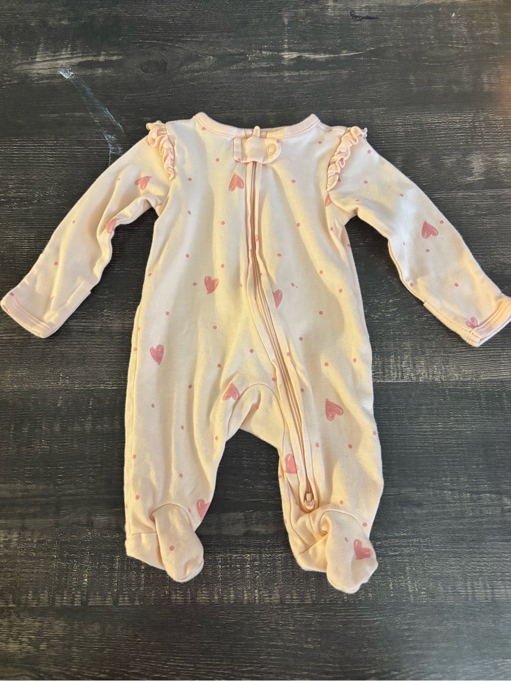 Carter's Light Pink Heart-Print Footed One-Piece
